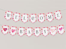  A Little Sweetheart Baby Shower Banner Printable Template, winter February baby shower Pennant, Valentines Day decor for Heart theme party