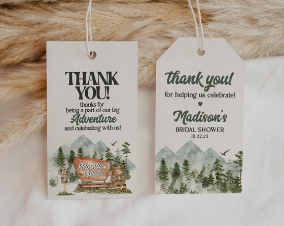 National Park Bridal Shower Favor Tags Instant Download, woodland bridal shower favors, fall outdoor nature shower, adventure bridal shower