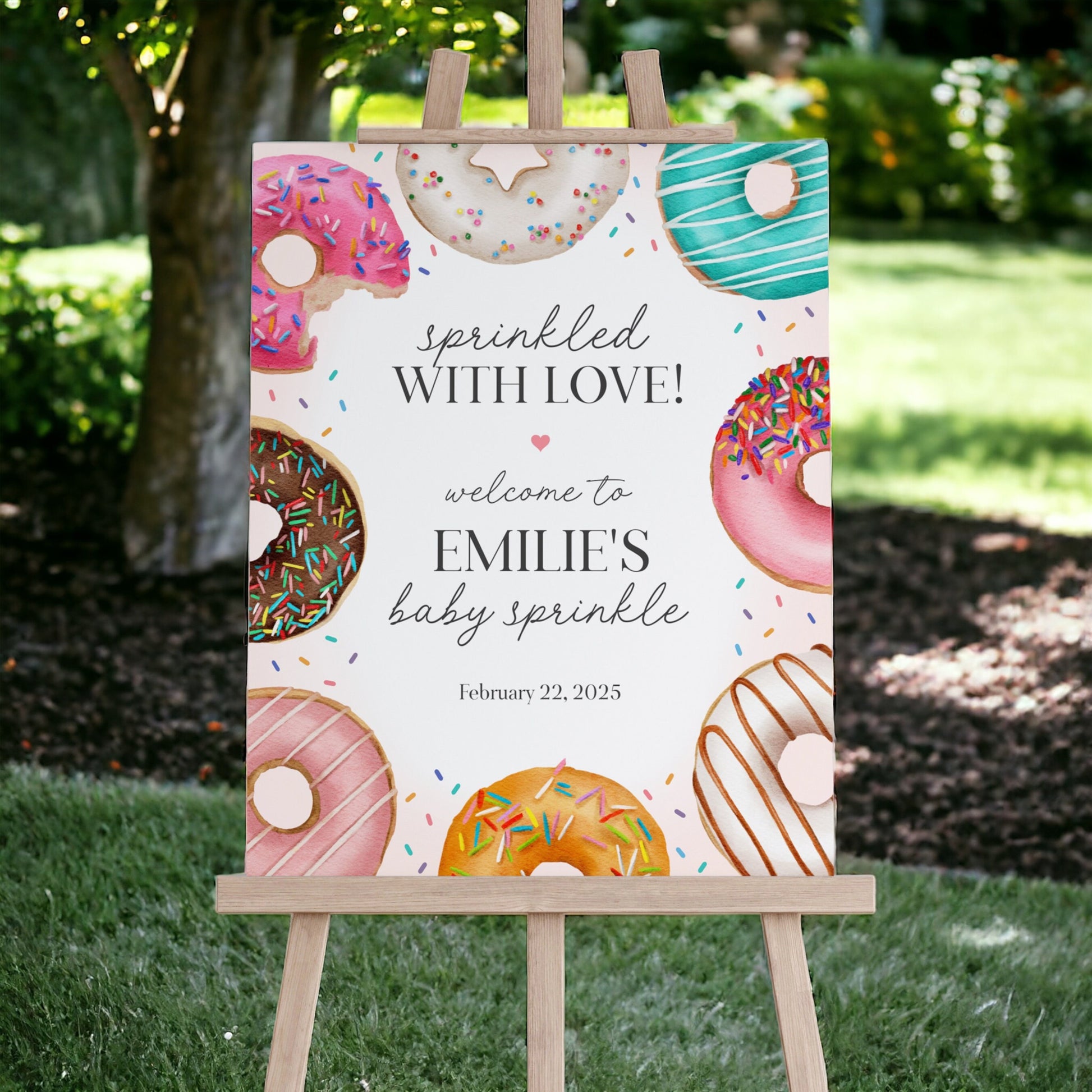 Donut Sprinkles Baby Sprinkle Welcome Sign Template, Sprinkled With Love Donut Baby Sprinkle for Girl, Sweet Celebration, Donuts and Diapers