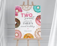  Donut Sprinkles 2nd Birthday Welcome Sign Template, Two Sweet Donut 2nd Birthday for Girl, Sweet Celebration Sprinkled With Love Birthday
