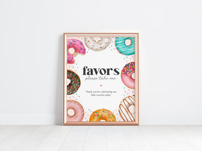 Donut Sprinkles Cards and Gifts Sign and Favors Sign Template Girl Baby Shower or Birthday, Donuts and Diapers Baby Sprinkle, Two Sweet One