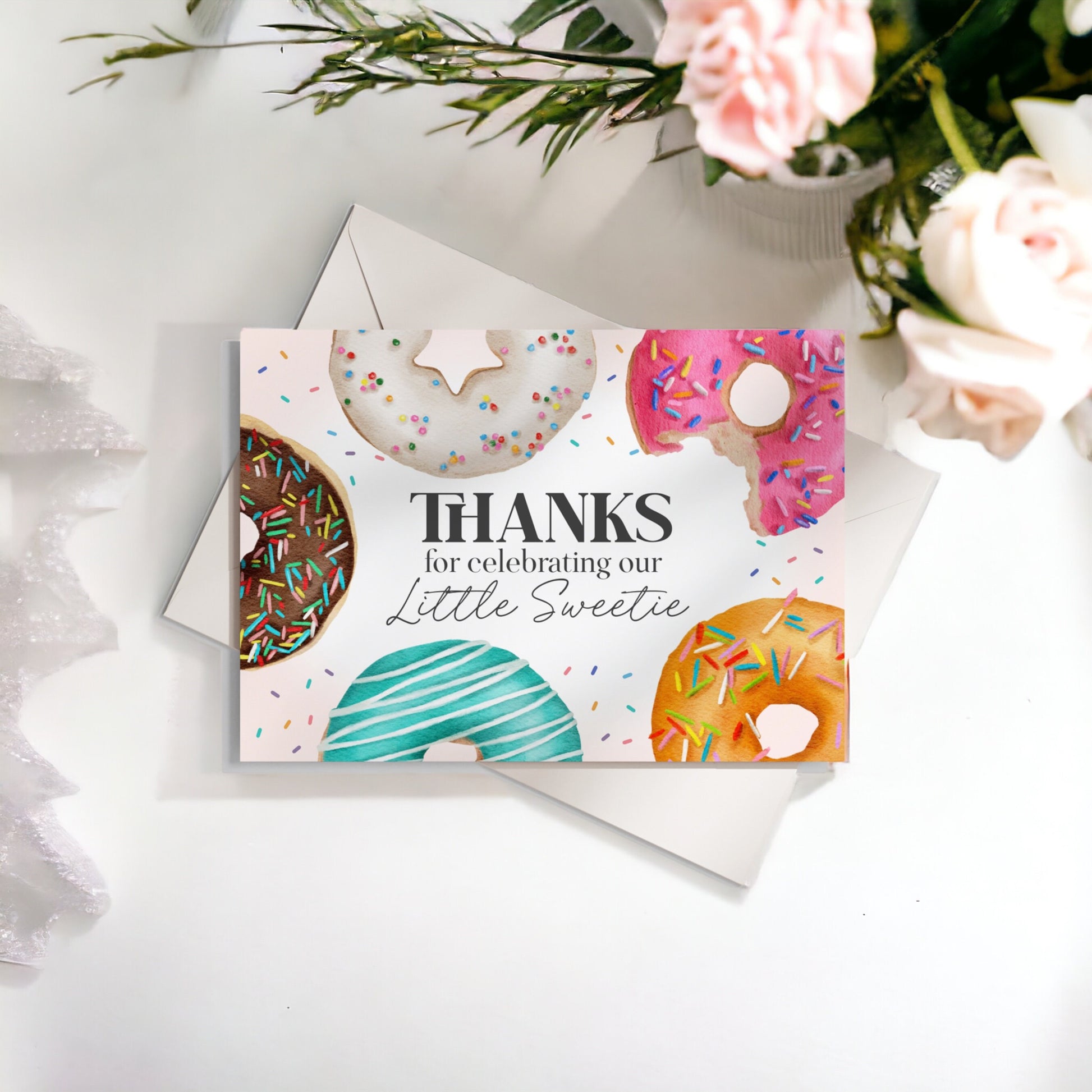 Sprinkled Donut Thank You Card Printable – Wilde Peach Party sprinkled-donut-thank-you-card-printable-wilde-peach-party