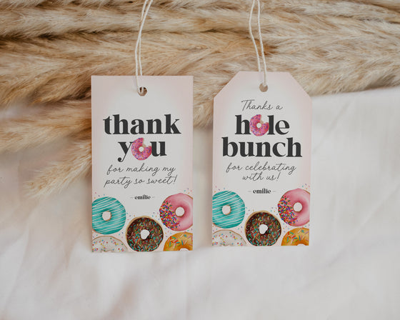 Donut Sprinkles Birthday or Baby Shower Circle Favor Tags Instant Download, Donuts and Diapers Baby Sprinkle Sprinkled Donut Two Sweet One