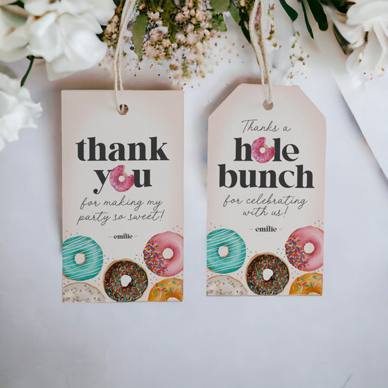 Donut Sprinkles Birthday or Baby Shower Circle Favor Tags Instant Download, Donuts and Diapers Baby Sprinkle Sprinkled Donut Two Sweet One