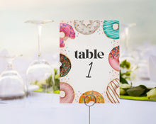  Donut Sprinkles Table Number Card Printable Template for Baby Shower or Birthday, Donuts and Diapers Baby Sprinkle, Two Sweet One Birthday