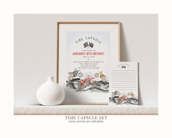 Dirt Bike Two Fast Second Birthday Bundle Printable Template, Little racer 2nd birthday for boy, motor bike racing theme off-road bday party