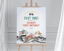  Dirt Bike First Birthday Fast ONE Welcome Sign Printable Template, Little racer 1st birthday for boy, motor bike racing theme off-road bday