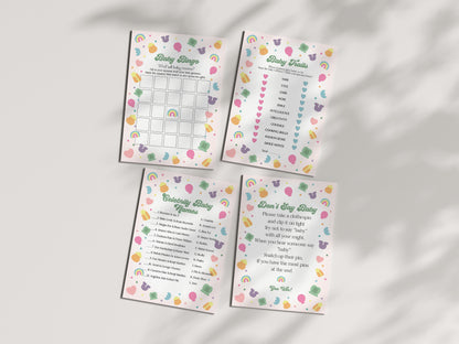 Lucky Shamrock St Patricks Baby Shower Games Bundle, instant download March baby shower for girl, Irish Luck Baby Shower Decor