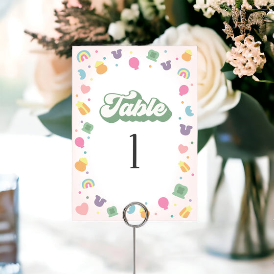 Lucky Shamrock St Patricks Table Number Cards Printable Template for Irish Baby Shower or March Birthday Party, instant download