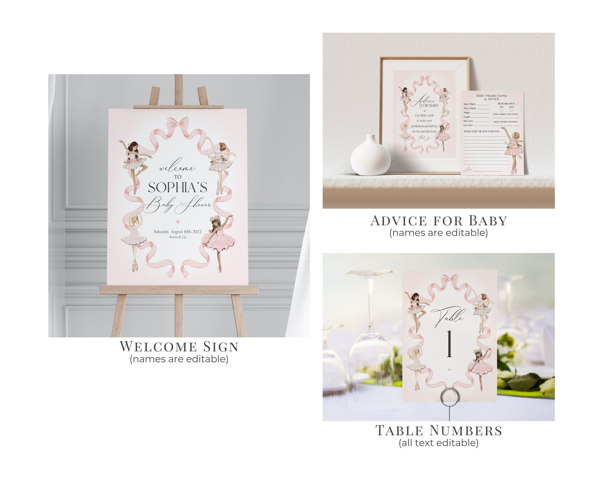 A Little Ballerina Baby Shower Bundle Printable Template, Tutu Excited instant download Flutter and Twirl Ballet Baby Shower for Girl