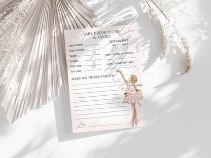 Little Ballerina Advice for Baby Cards for Ballet Baby Shower, Dance and Twirl Tutu Excited Ballet Baby Shower for Girl Pink Ballerina