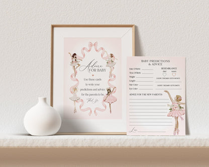 Little Ballerina Advice for Baby Cards for Ballet Baby Shower, Dance and Twirl Tutu Excited Ballet Baby Shower for Girl Pink Ballerina