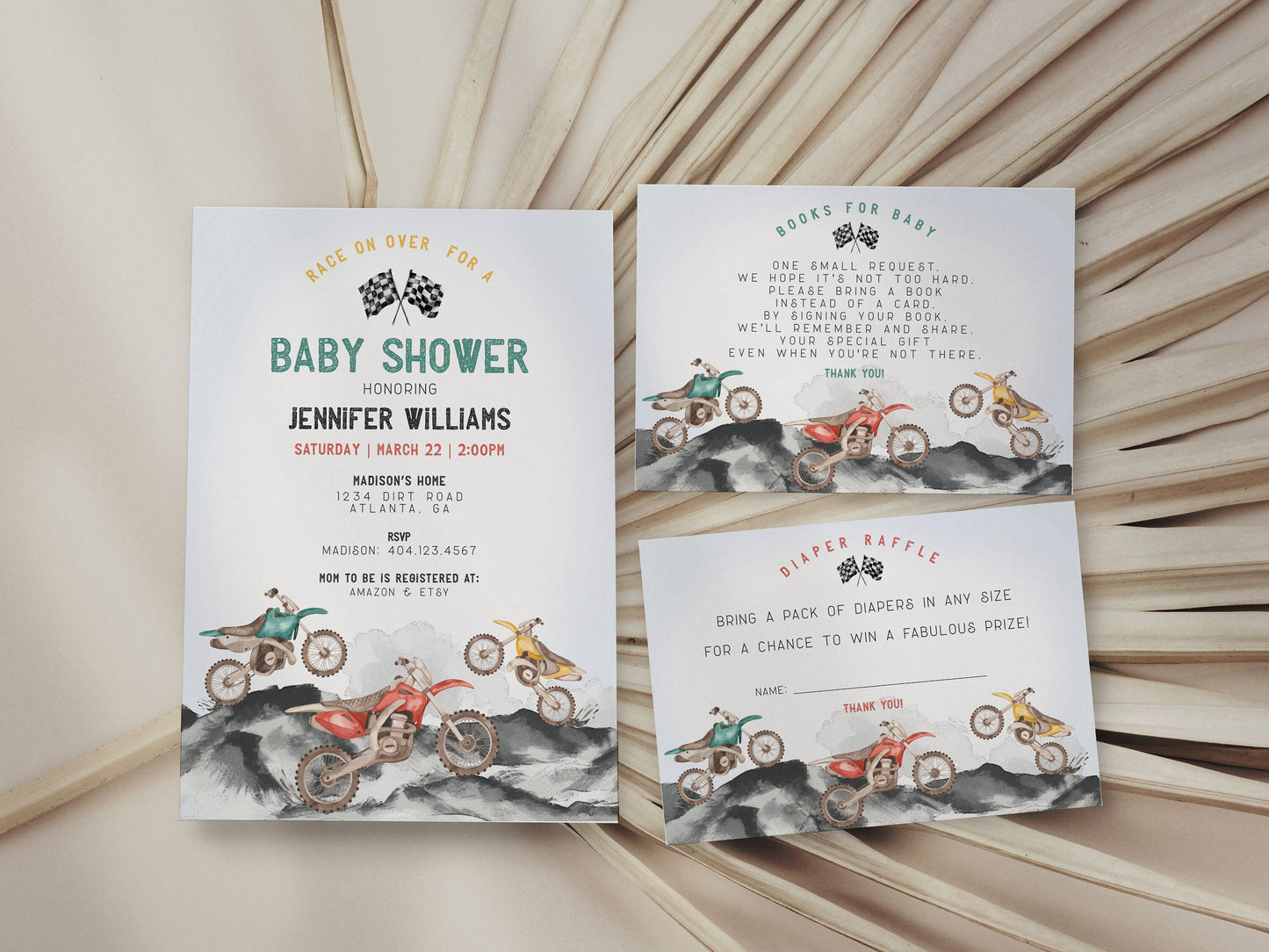 Dirt Bike Baby Shower Bundle Printable Template, Race on over baby shower for boy, motor bike racing theme for motor bike Off-road shower