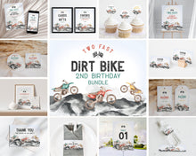  Dirt Bike Two Fast Second Birthday Bundle Printable Template, Little racer 2nd birthday for boy, motor bike racing theme off-road bday party