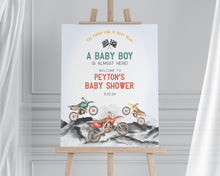  Dirt Bike Baby Shower Welcome Sign Printable Template, Race on over baby shower for boy, motor bike racing theme motor bike Off-road shower