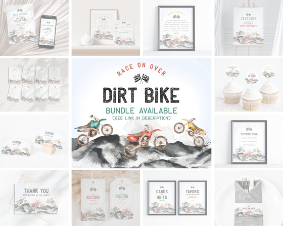 Dirt Bike First Year Milestone Sign Instant Download, Little Racer is a Fast ONE First Birthday Milestone Sign Boy Birthday racing theme
