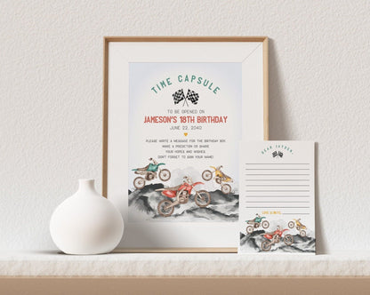 Dirt Bike Time Capsule Printable Template, Race on Over Birthday Boy Growing Up TWO Fast Off-Road Little Racer is Fast ONE instant download