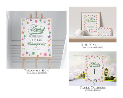 Lucky Shamrock St Patricks First Birthday Bundle Printable, instant download March Lucky One 1st birthday for Girl, Irish Birthday Party