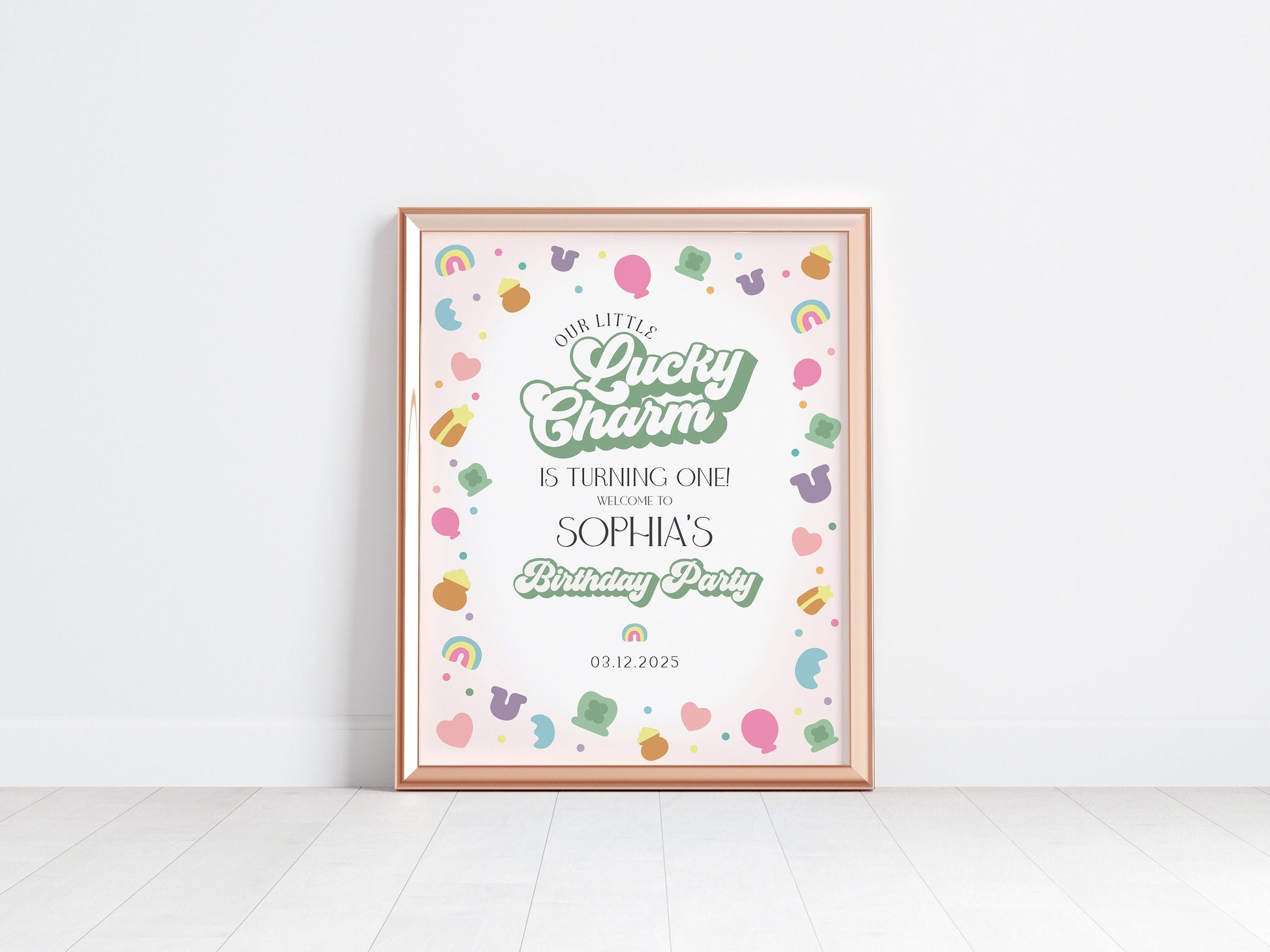 Lucky Shamrock St Patricks Birthday Party Welcome Sign Template, instant download March 1st Birthday for girl, Irish Birthday Decor