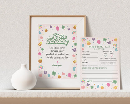 Lucky Shamrock St Patricks Advice for Baby Cards Printable Template, instant download March baby shower for girl, Irish Baby Shower