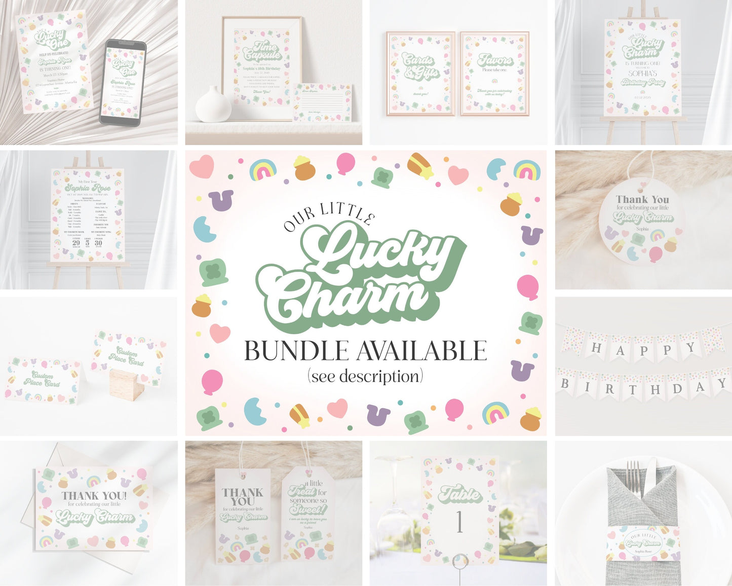 Lucky Shamrock St Patricks Table Number Cards Printable Template for Irish Baby Shower or March Birthday Party, instant download