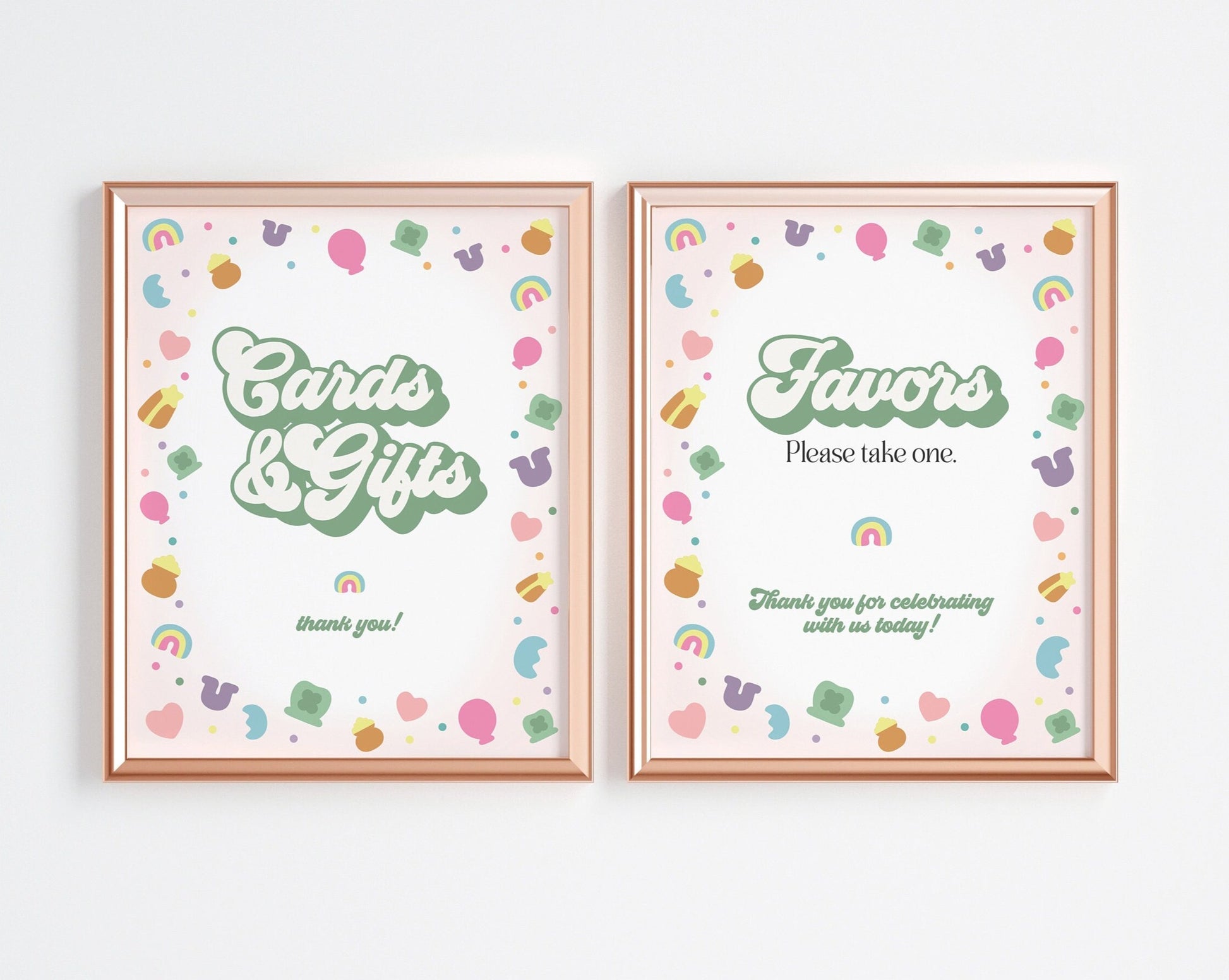 Lucky Shamrock Cards & Gifts Sign and Favors Sign for March Birthday or Irish Baby Shower, Instant Download Lucky One Birthday for Girl