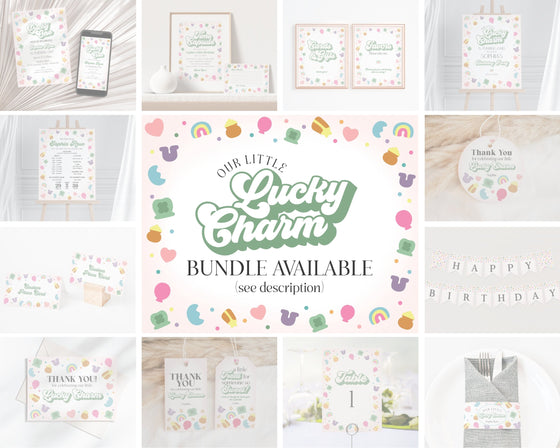 Lucky Shamrock Milestone Banner for First Birthday Printable Template, March Lucky One 1st birthday for Girl, Irish Birthday Party
