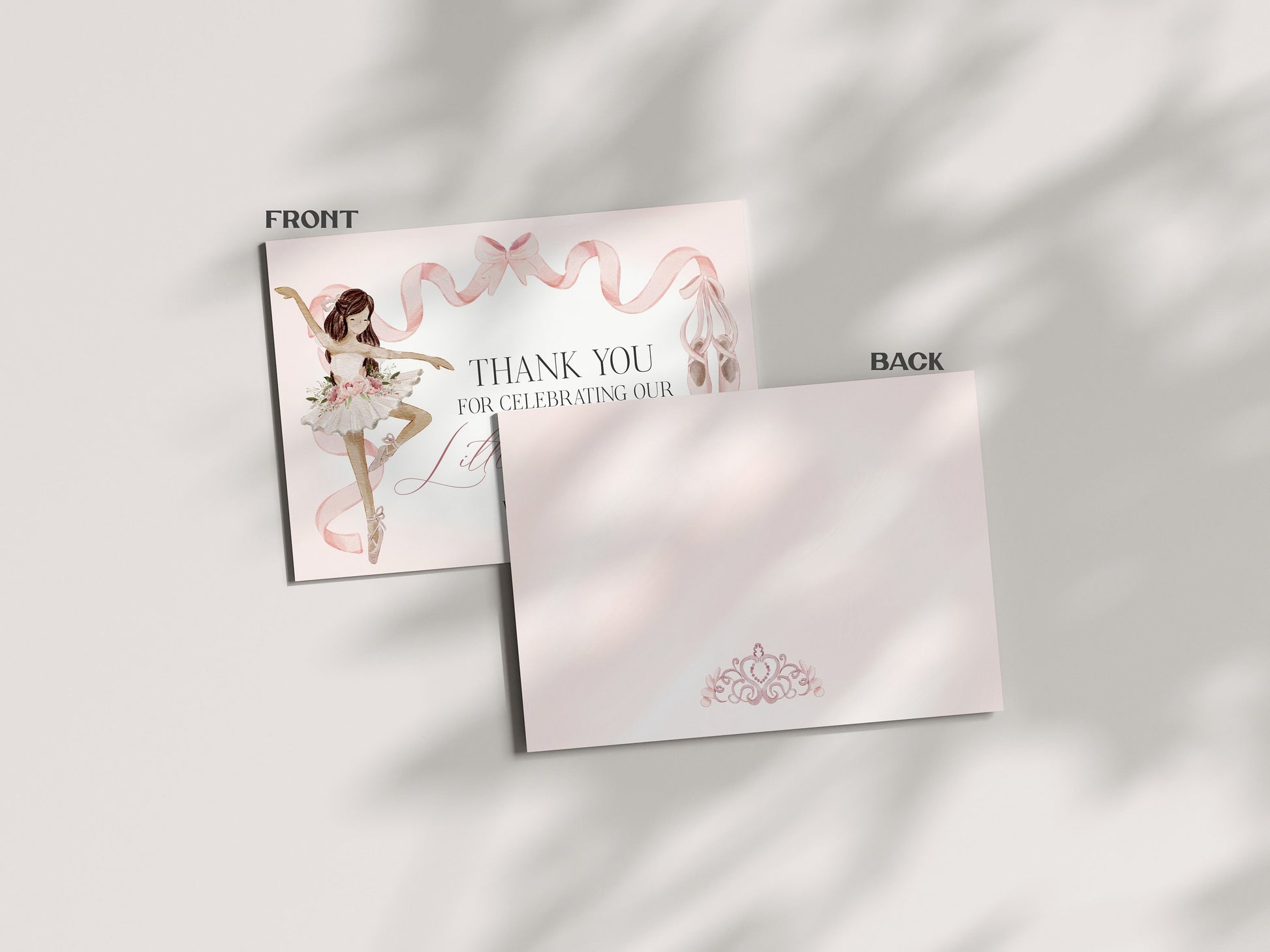 Little Ballerina Thank You Card for Ballet Birthday or Girl Baby Shower Printable Template, instant download Dance and Twirl Tutu Excited