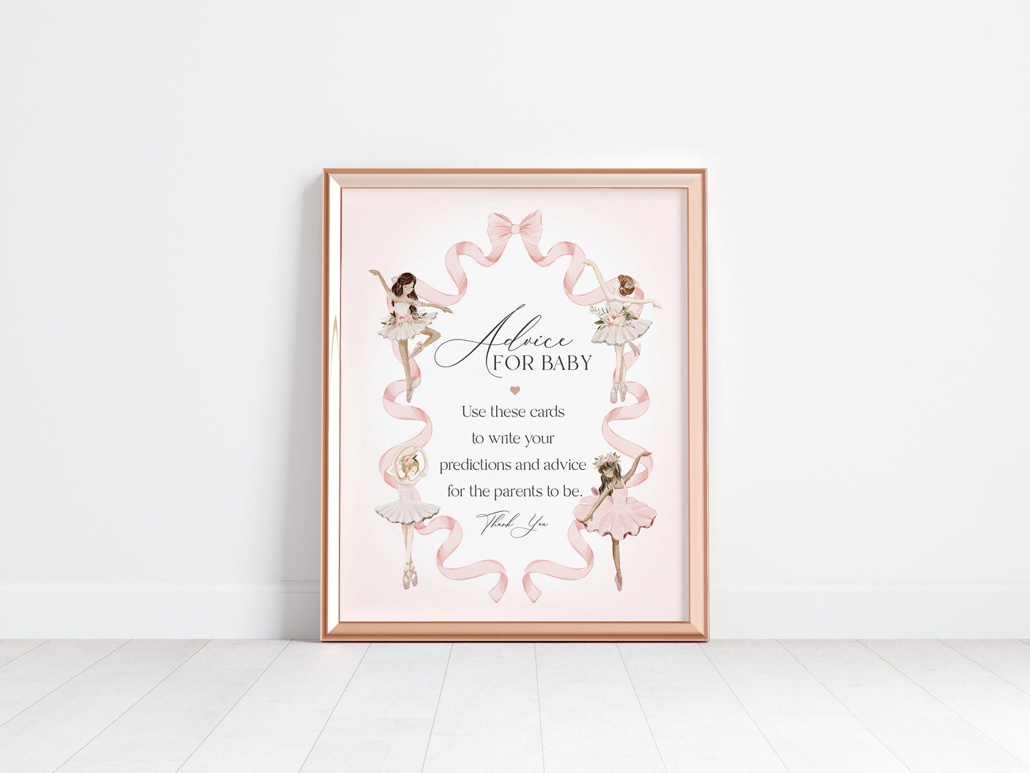 Little Ballerina Advice for Baby Cards for Ballet Baby Shower, Dance and Twirl Tutu Excited Ballet Baby Shower for Girl Pink Ballerina