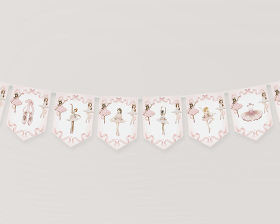 Little Ballerina Baby Shower Banner Printable Template, Dance and Twirl Tutu Excited Ballet Baby Shower for Girl Pink Ballerina Party