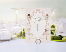  Little Ballerina Banquet Table Number Cards Printable Template for Baby Shower for Girl or Ballet Birthday Party, instant download