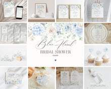  Blue Floral Bridal Shower Printable Bundle, Something Blue Before I Do spring bridal shower, Light Blue Hydrangeas Flowers instant download