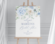  Blue Floral Bridal Shower Welcome Sign Printable Template, Something Blue Before I Do spring bridal shower Light Blue Hydrangea Flowers