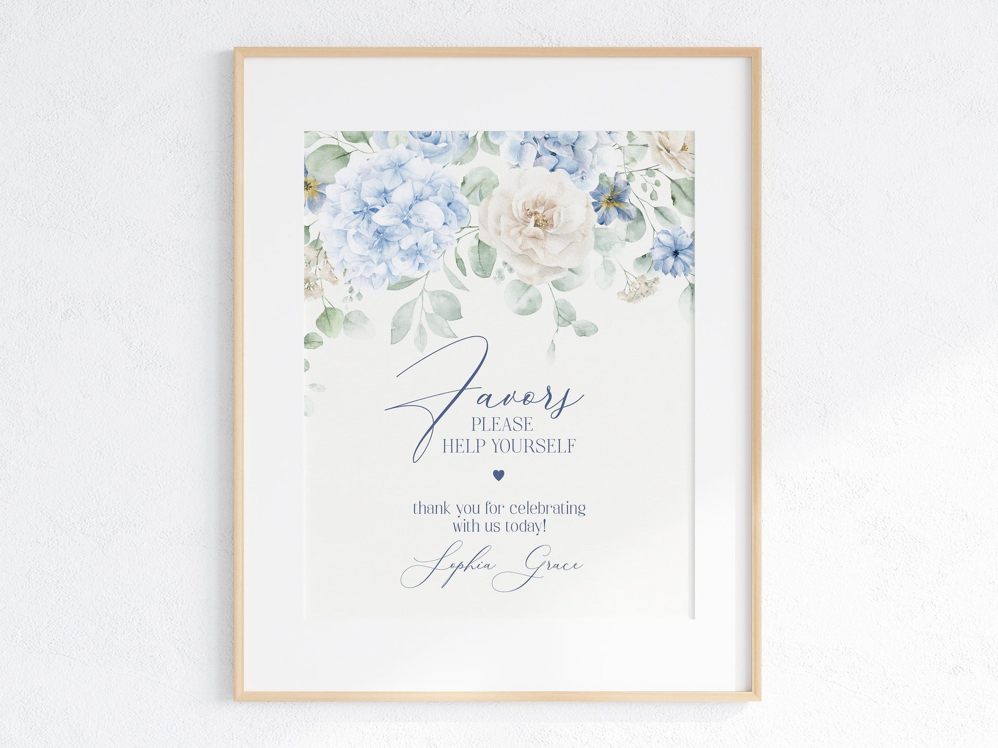 Blue Floral Cards & Gifts and Favors Sign Printable Template, Baby in Bloom baby shower for spring, Something Blue Before I Do bridal shower