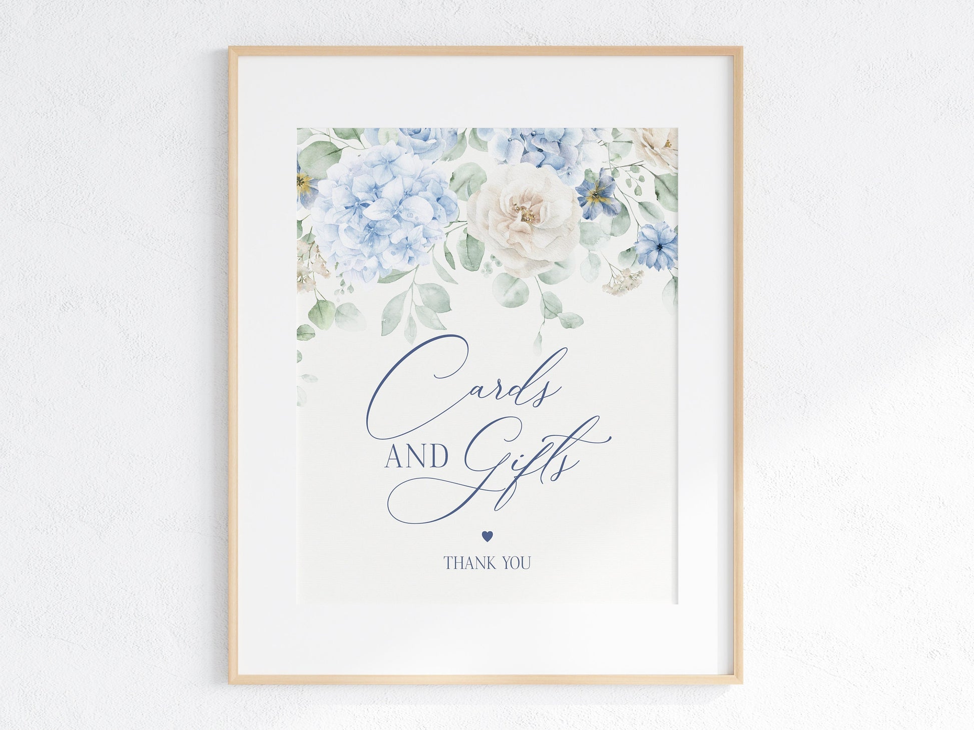 Blue Floral Cards & Gifts and Favors Sign Printable Template, Baby in Bloom baby shower for spring, Something Blue Before I Do bridal shower