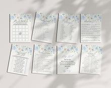  Blue Floral Bridal Shower Games Set Printable Template, Something Blue Before I Do spring bridal shower Light Blue Hydrangea Flowers