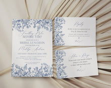  Blue Chinoiserie Bridal Shower Invitation Bundle Printable Template, Something Blue Before I Do Spring Bridal Shower for Brunch With Bride