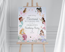  Mermaid Birthday Welcome Sign Template, enchanted under the sea birthday party for girl, pastel magical mermaid pool party, onder the sea