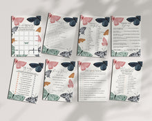  Boho Butterfly Bridal Shower Games Set Printable Template, Enchanted garden fall or spring bridal shower a little butterfly flutter on over