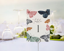  Boho Butterfly Table Number Card Printable Template, enchanted summer garden party table decor for baby shower, birthday, or bridal shower