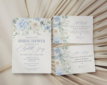  Blue Floral Bridal Shower Invitation Bundle Printable Template, Something Blue spring bridal shower, Light Blue Hydrangeas Flowers