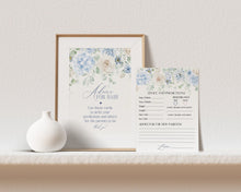  Blue Floral Advice for Baby Cards Printable Template, Blue Baby in Bloom baby shower for spring Light Blue Hydrangea Flowers Summer Shower