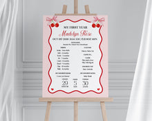  Cherry Sweet First Year Milestone Sign Printable Template, Cherry on Top Theme Spring or Summer Party for girl, pink and red soda shop decor