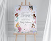 Mermaid Baby Shower Welcome Sign Template, enchanted under the sea baby shower for girl, pastel magical mermaid party