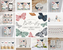  Boho Butterfly First Birthday Party Bundle Printable Template, butterfly party package for fall spring girl birthday little butterfly kisses