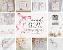  Pink Bow Bridal Shower Bundle Printable Template, Watercolor preppy coquette bow theme party for fancy southern girl, grandmillenial bow