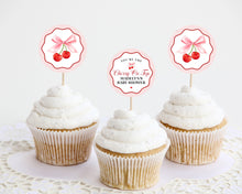  Cherry Sweet Cupcake Toppers Printable for Baby Birthday and Bridal Shower, Cherry on Top Theme Spring or Summer Party for girl